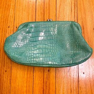 Adrienne Vittadini Lime Green Crocodile embossed coin purse